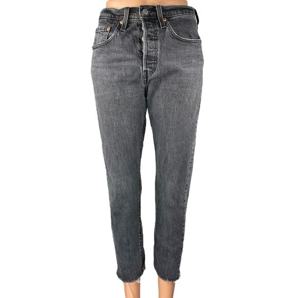Levi's 501 Women's Black High Waisted Button Fly Skinny Denim Jeans Size 26 - Picture 1 of 5